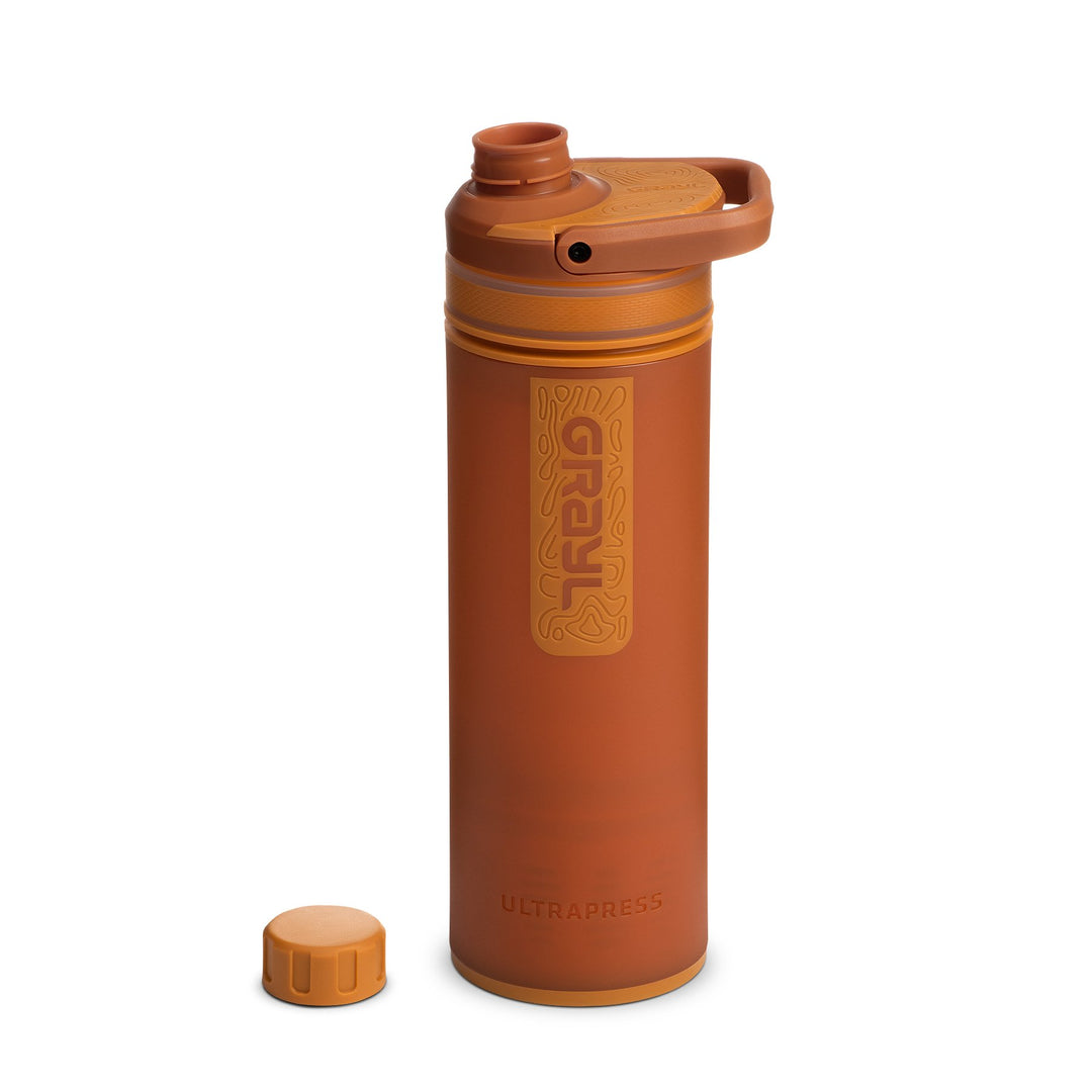 Best top rated Grayl UltraPress Filter and Purifier Water Bottle – 16.9 Fluid Ounces | Nature Edition | Mojave Redrock | Spout Cap Off View